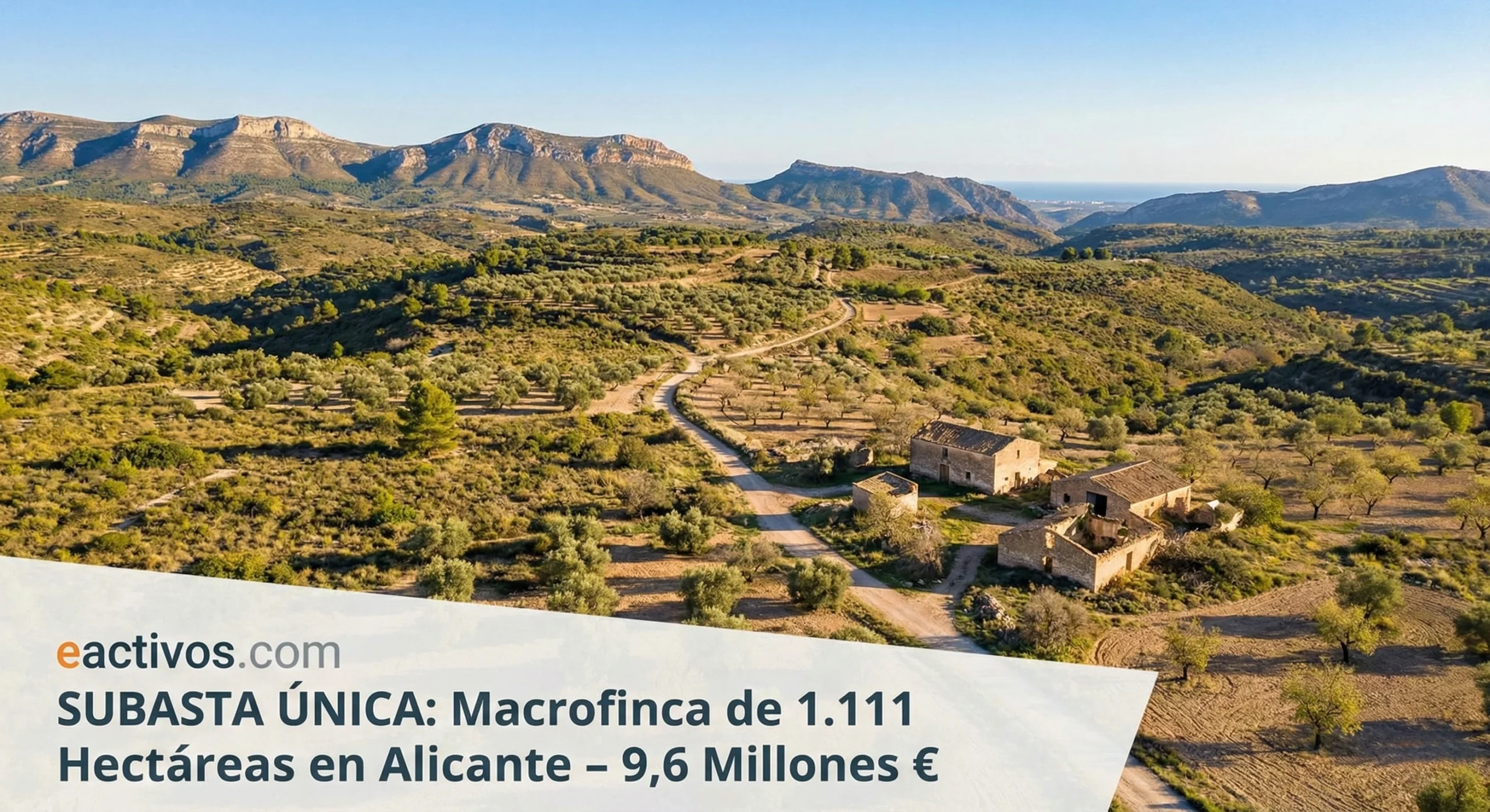 Vista aérea de finca rústica de 1.111 hectáreas en Benigembla, Alicante, en subasta por eactivos.com